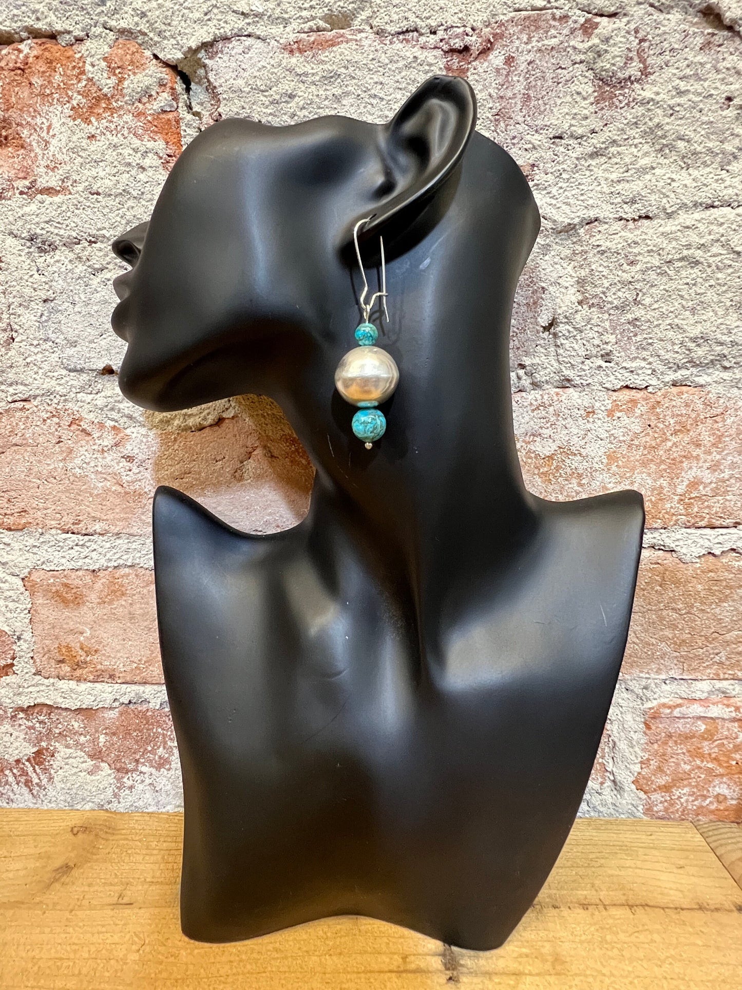 Big Boho Earrings with Natural Blue Turquoise and Sterling Silver Bench Bead - Made in USA - Handcrafted Jewelry by The Fussy Pup