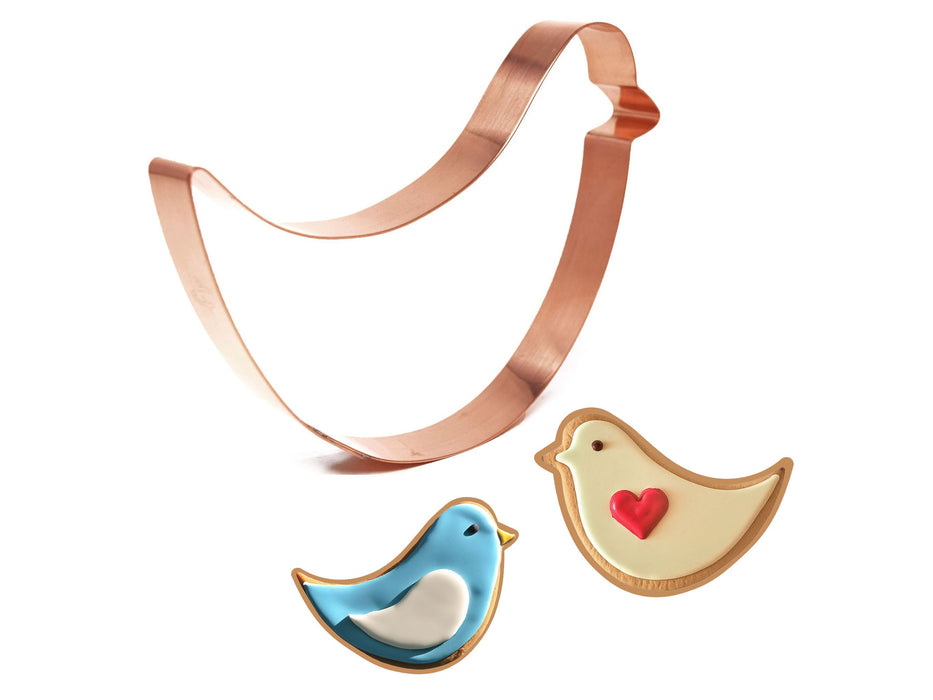 Large Simple Bird Cookie Cutter 6 x 4.25 inches, Handcrafted Copper by The Fussy Pup