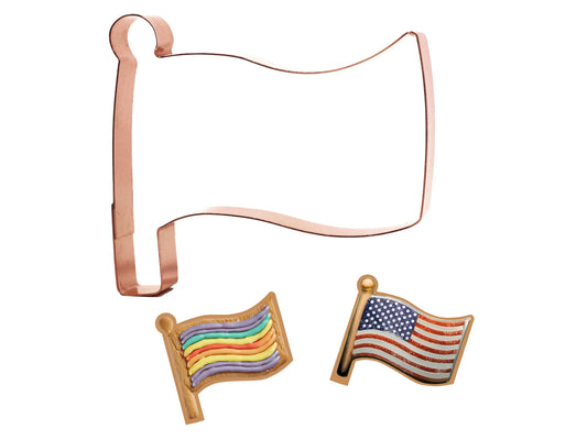 Chunky Flag Cookie Cutter 4 X 3.5 inches - Handcrafted Copper Cookie Cutter by The Fussy Pup