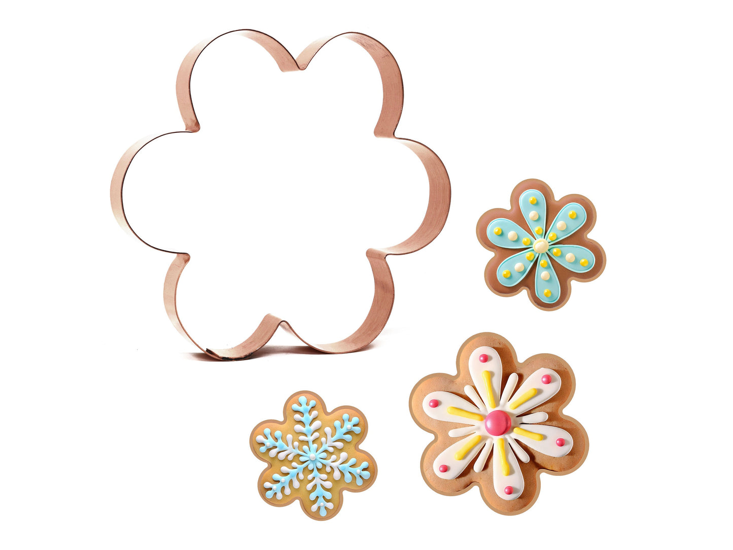 Chunky Retro Flower Cookie Cutter 5.25 X 5 inches - Handcrafted Copper Cookie Cutter by The Fussy Pup