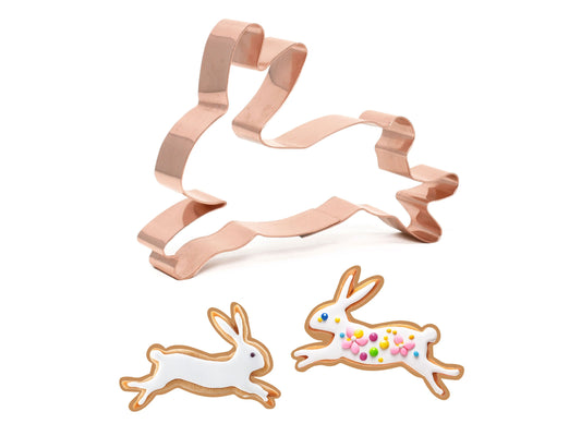 Cute Hopping Hare Woodland Animal Cookie Cutter 4.5 X 3 inches - Handcrafted Copper by The Fussy Pup