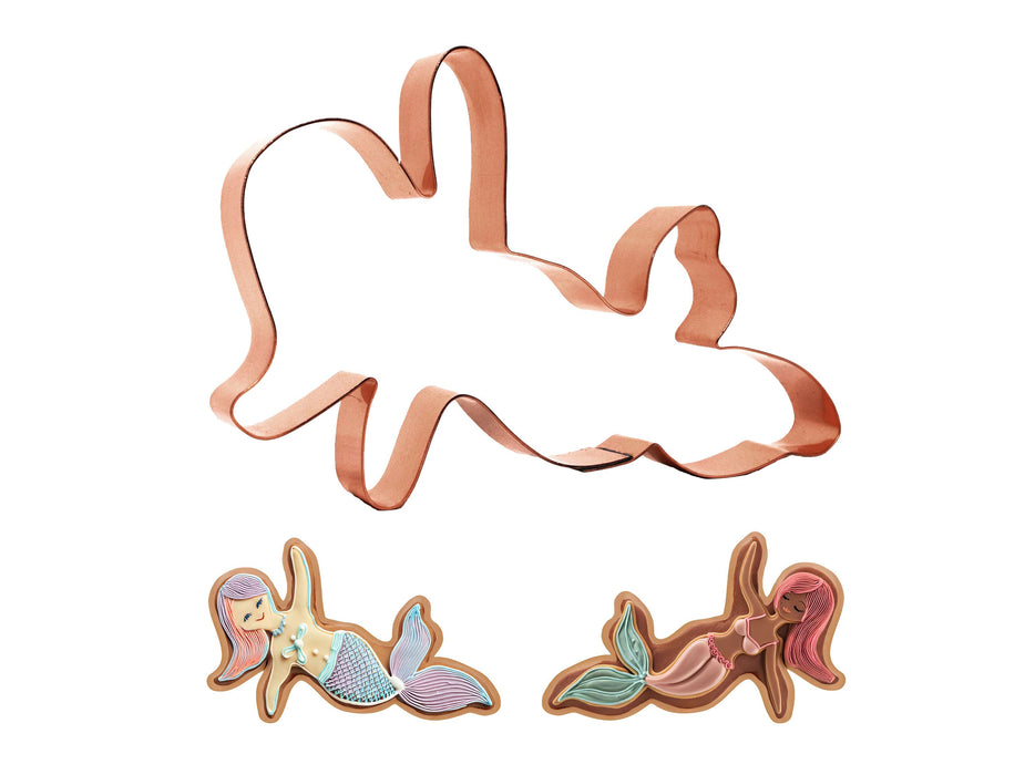 Cute Chunky Mermaid Cookie Cutter 5.5 X 3.5 inches - Handcrafted Copper by The Fussy Pup