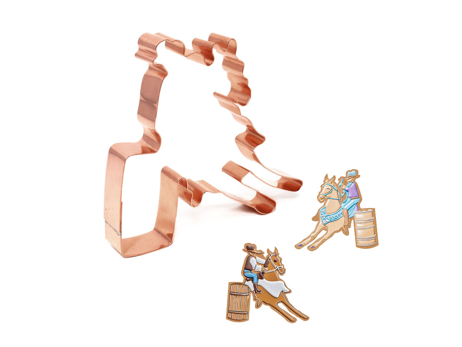 Barrel Racer Horse Rider Cookie Cutter 4.5 x 4.25 inches~ Handcrafted Copper by The Fussy Pup