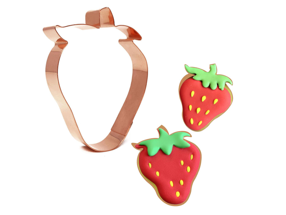 Strawberry Fruit Cookie Cutter  3.5 X 4 inches - Handcrafted Copper by The Fussy Pup