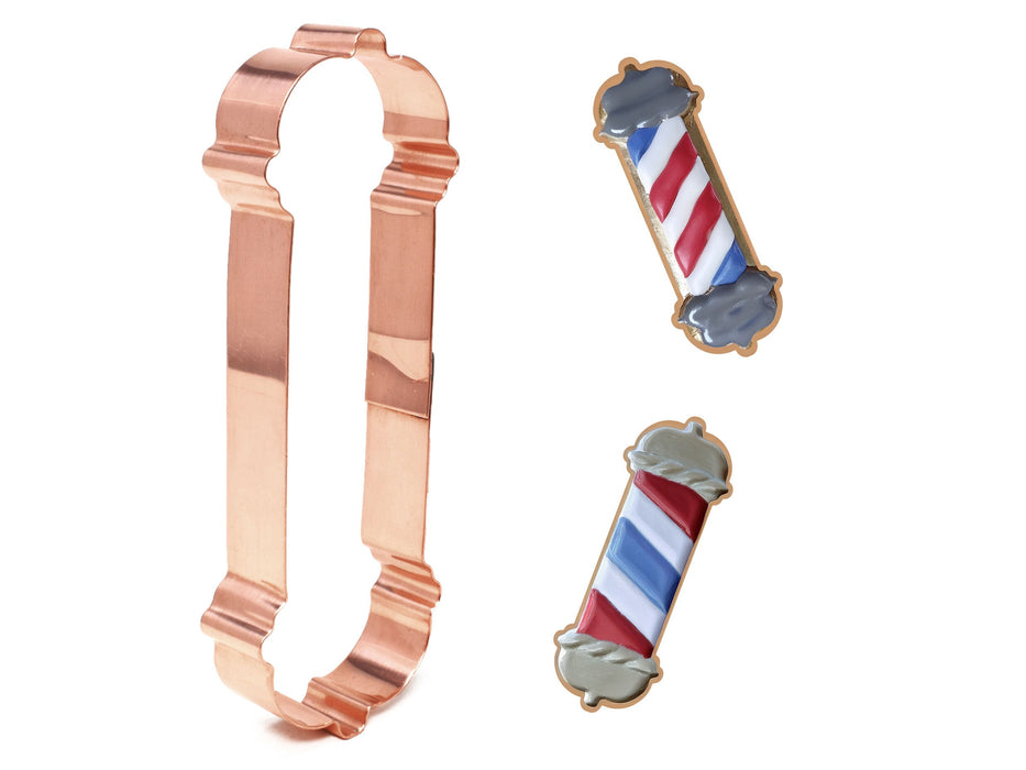 Barber Pole Cookie Cutter 5.5 X 2 inches - Handcrafted Copper by The Fussy Pup