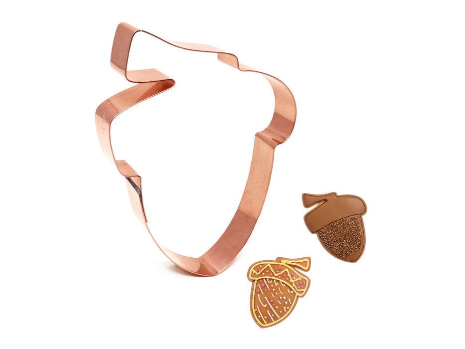 5 Inch Acorn Cookie Cutter - Thanksgiving / Fall Cookie Cutter Shape - Handcrafted Copper by The Fussy Pup