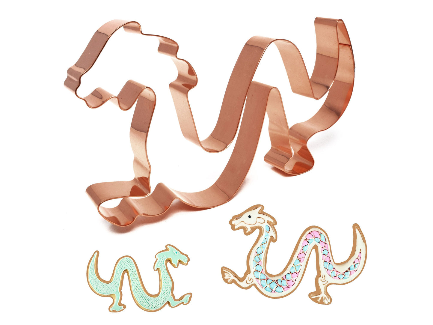 Chinese Dragon Cookie Cutter 5.75 X 3.5 inches - Handcrafted Copper Cookie Cutter by The Fussy Pup