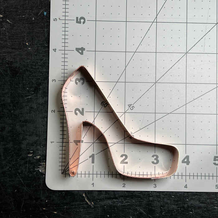 Ladies High Heel Shoe Cookie Cutter 3.5 X 3.5 inches - Handcrafted Copper Cookie Cutter by The Fussy Pup