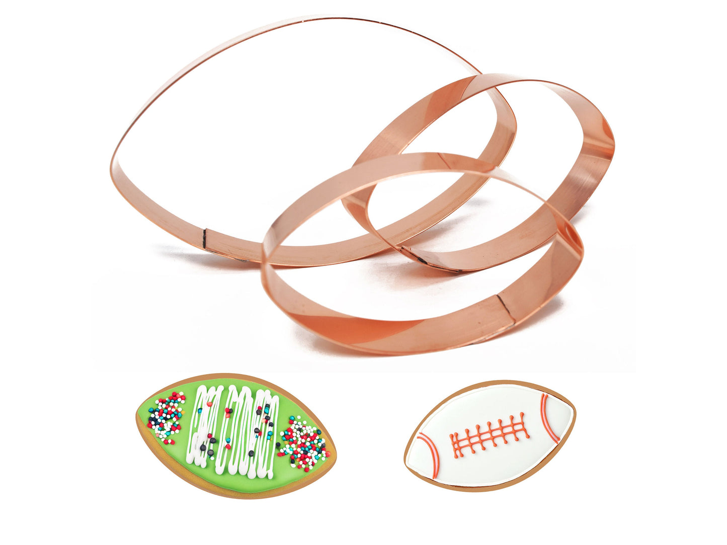 Three Piece Football Copper Cookie Cutter Set