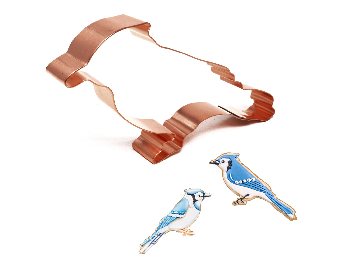 Blue Jay Bird Cookie Cutter 5.75 x 3 inches, Handcrafted Copper by The Fussy Pup