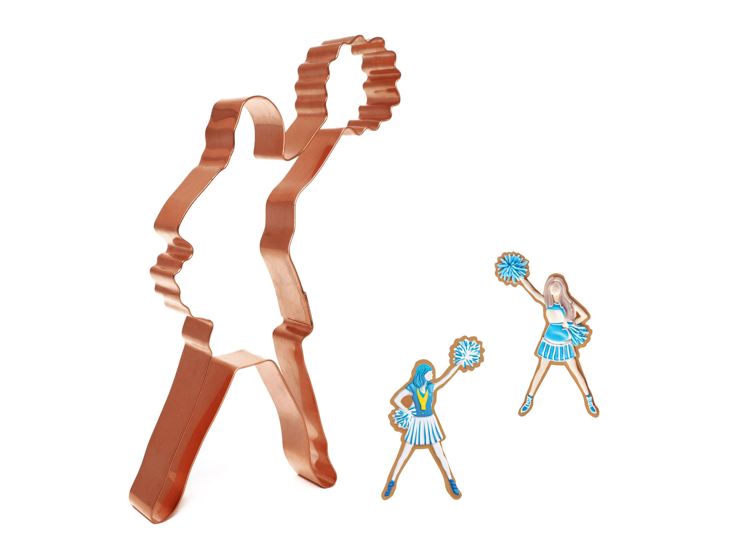 Standing Cheerleader Cookie Cutter, 3.5 X 6.75 inches, Handcrafted Copper by The Fussy Pup