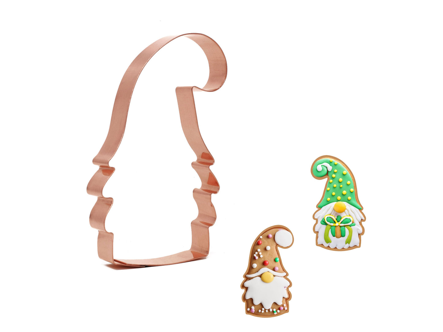 Holiday Gnome Cookie Cutter, 2.75 x 5 inches, Handcrafted Copper by The Fussy Pup