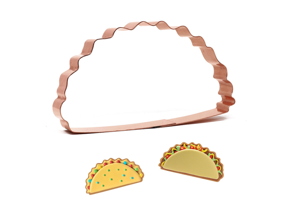 Chunky Taco Cookie Cutter 5.25 x 3 inches, Handcrafted Copper by The Fussy Pup