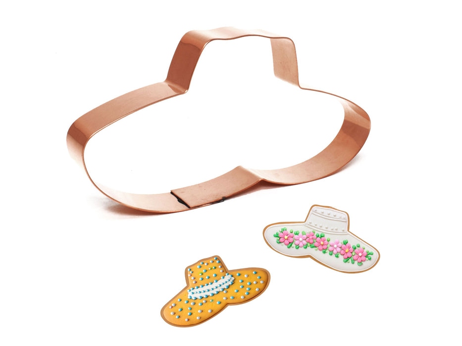 Derby Hat / Floppy Ladies Sun Hat Cookie Cutter, 5.25 x 2.5 inches, Handcrafted Copper by The Fussy Pup