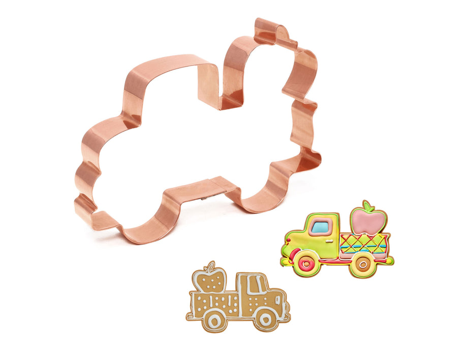 Grandpa's Apple Orchard Farm Truck  Cookie Cutter 5.25 X 3.75 inches Handcrafted Copper by The Fussy Pup