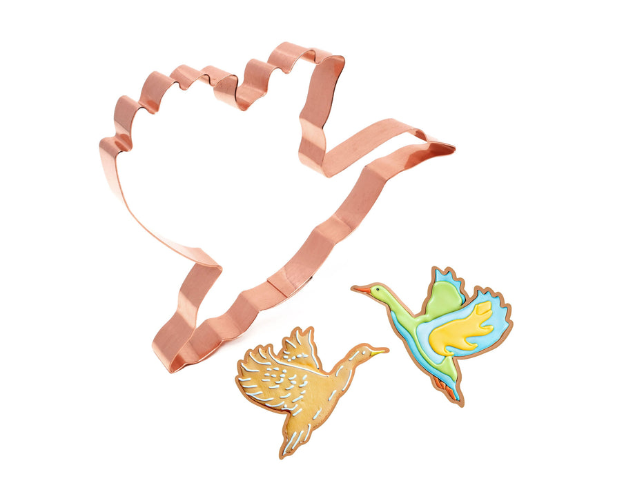 Large Flying Duck Cookie Cutter 6 X 4 inches - Handcrafted Copper by The Fussy Pup