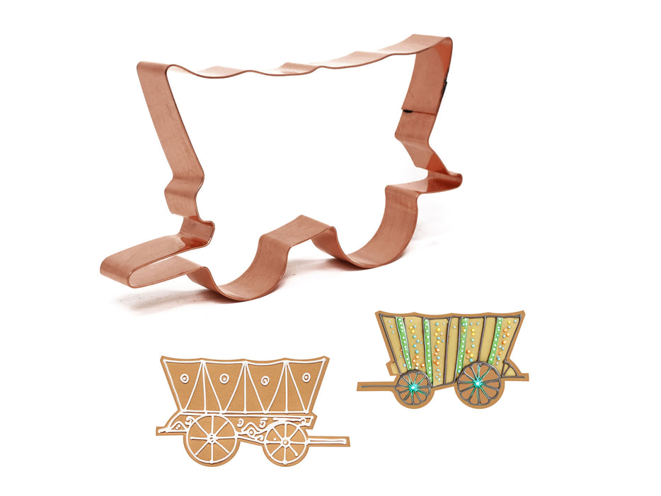 Prairie Schooner - Covered Wagon Cookie Cutter 5 x 3 inches - Handcrafted Copper by The Fussy Pup