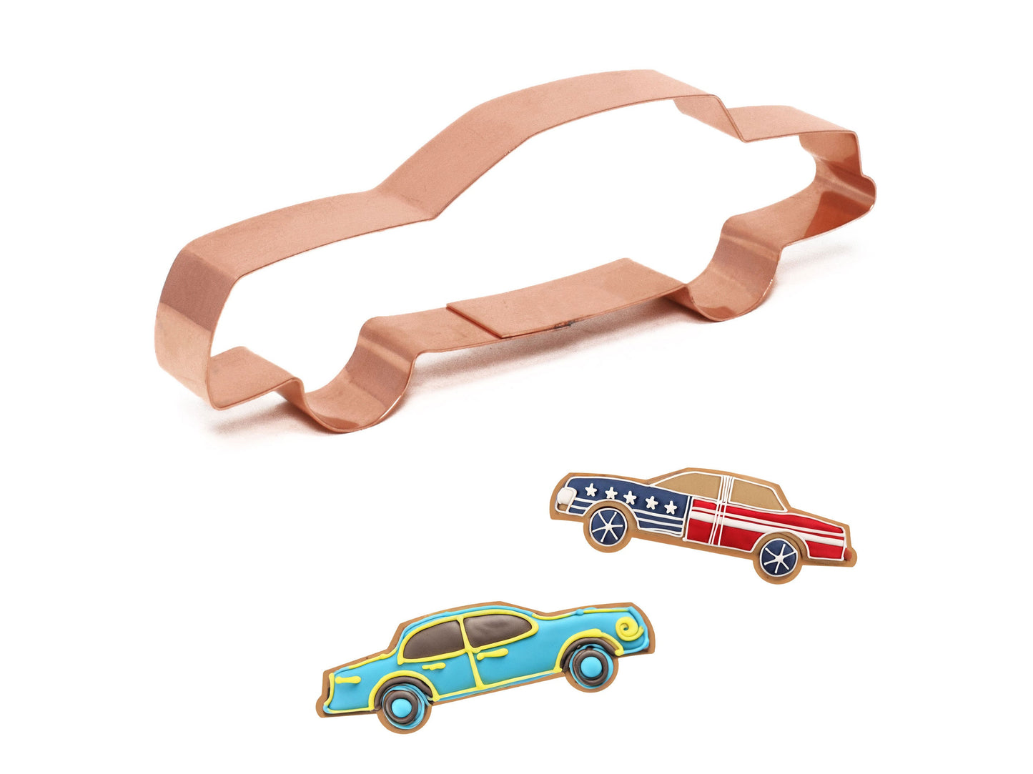 Factory Stock Race Car Cookie Cutter, 6 x 2 inches, Handcrafted Copper by The Fussy Pup