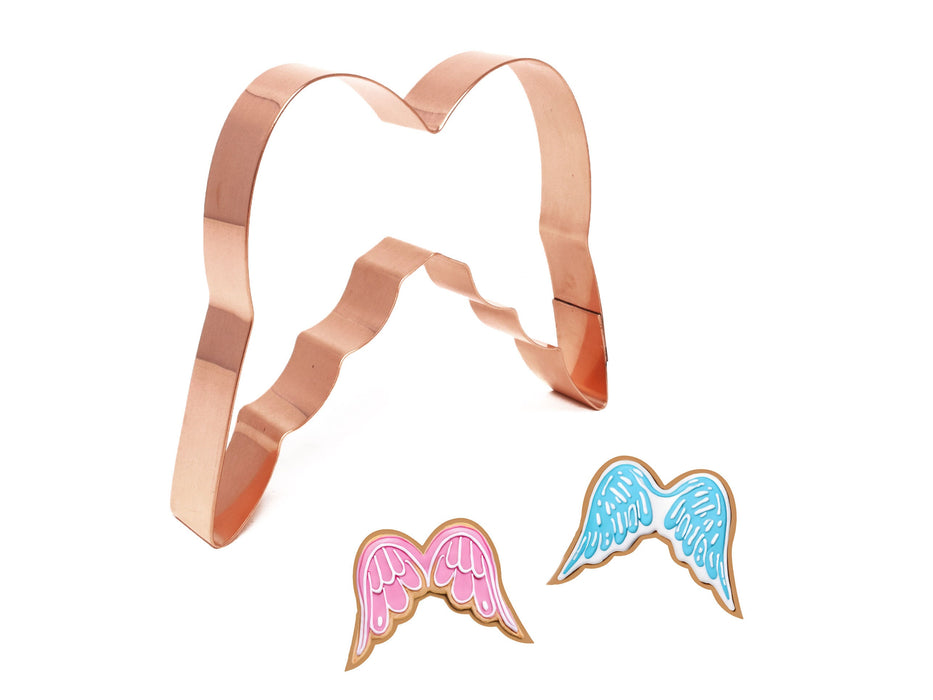 Angel Wings Cookie Cutter 5 x 3.5 inches,  Handcrafted Copper by The Fussy Pup