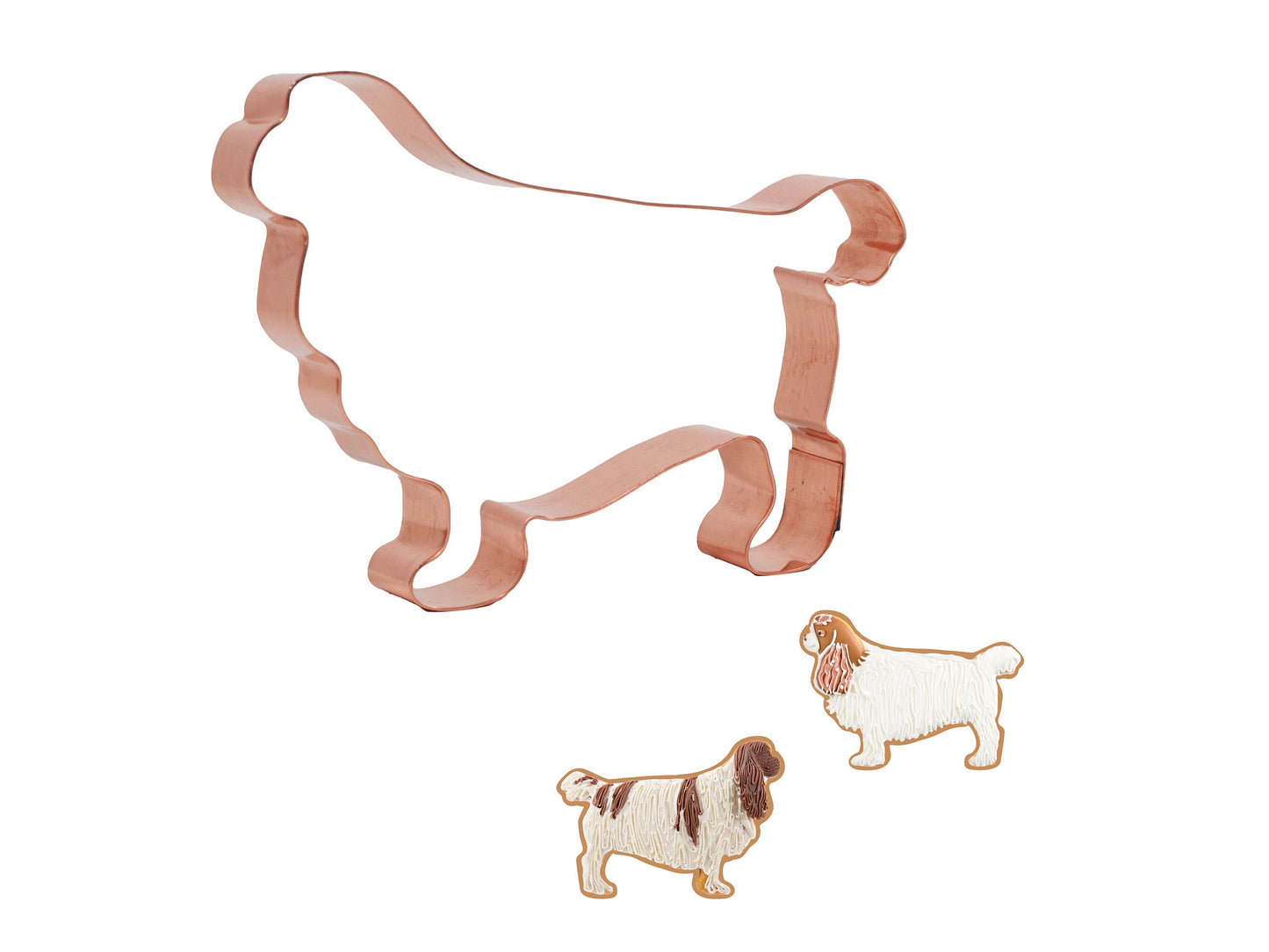 English Toy Spaniel Dog Cookie Cutter, 4.75 x 3.25 inches, Handcrafted Copper by The Fussy Pup