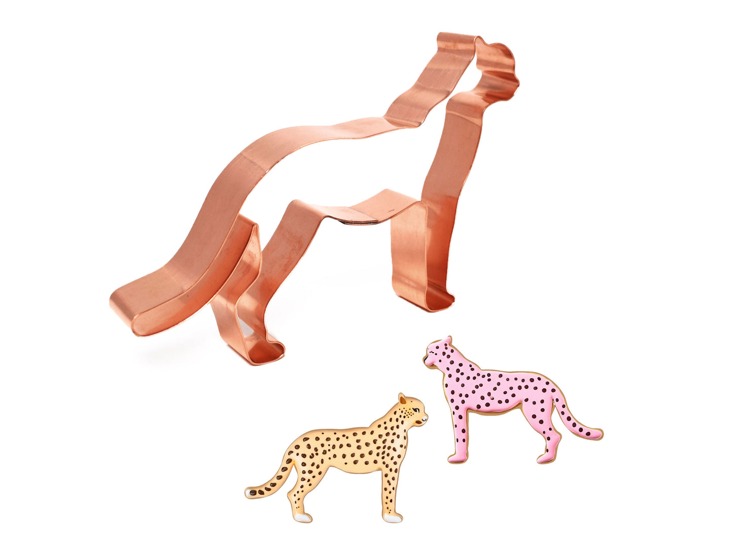 Cheetah Cookie Cutter 5.25 X 3.5 inches - Handcrafted Copper by The Fussy Pup