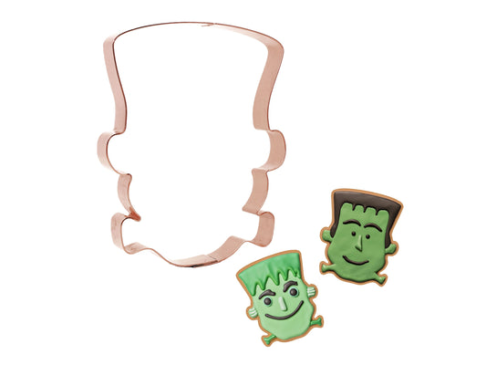 Frankenstein Head Cookie Cutter, 3 1/4 x 4 1/4 inches, Handcrafted Copper by The Fussy Pup