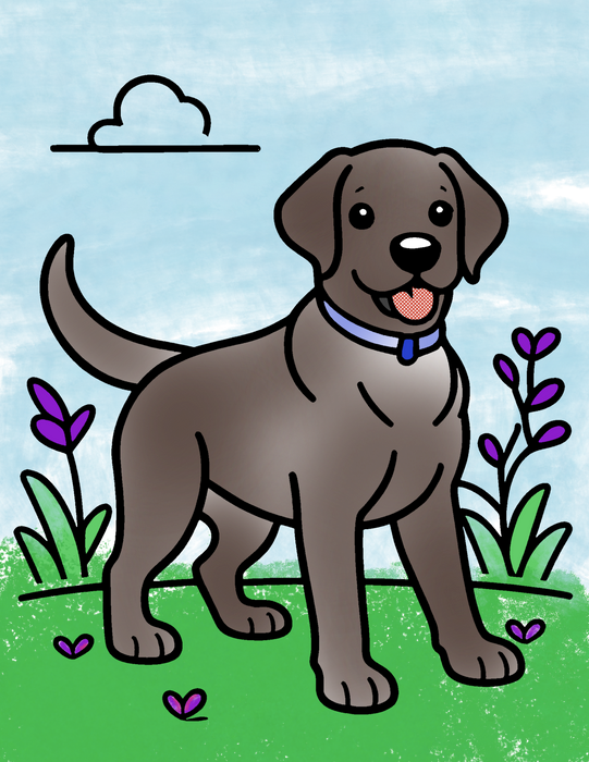 Free Labrador Retriever Coloring Page – Downloadable PNG