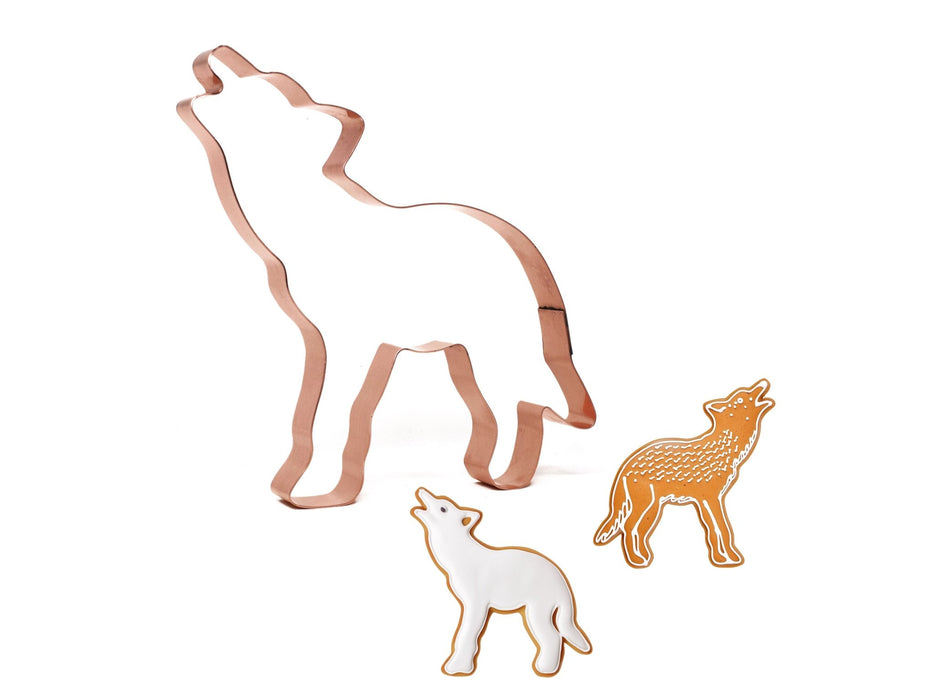 Large Howling Timber Wolf Copper Cookie Cutter, 5.5 x 6 inches - made in the usa