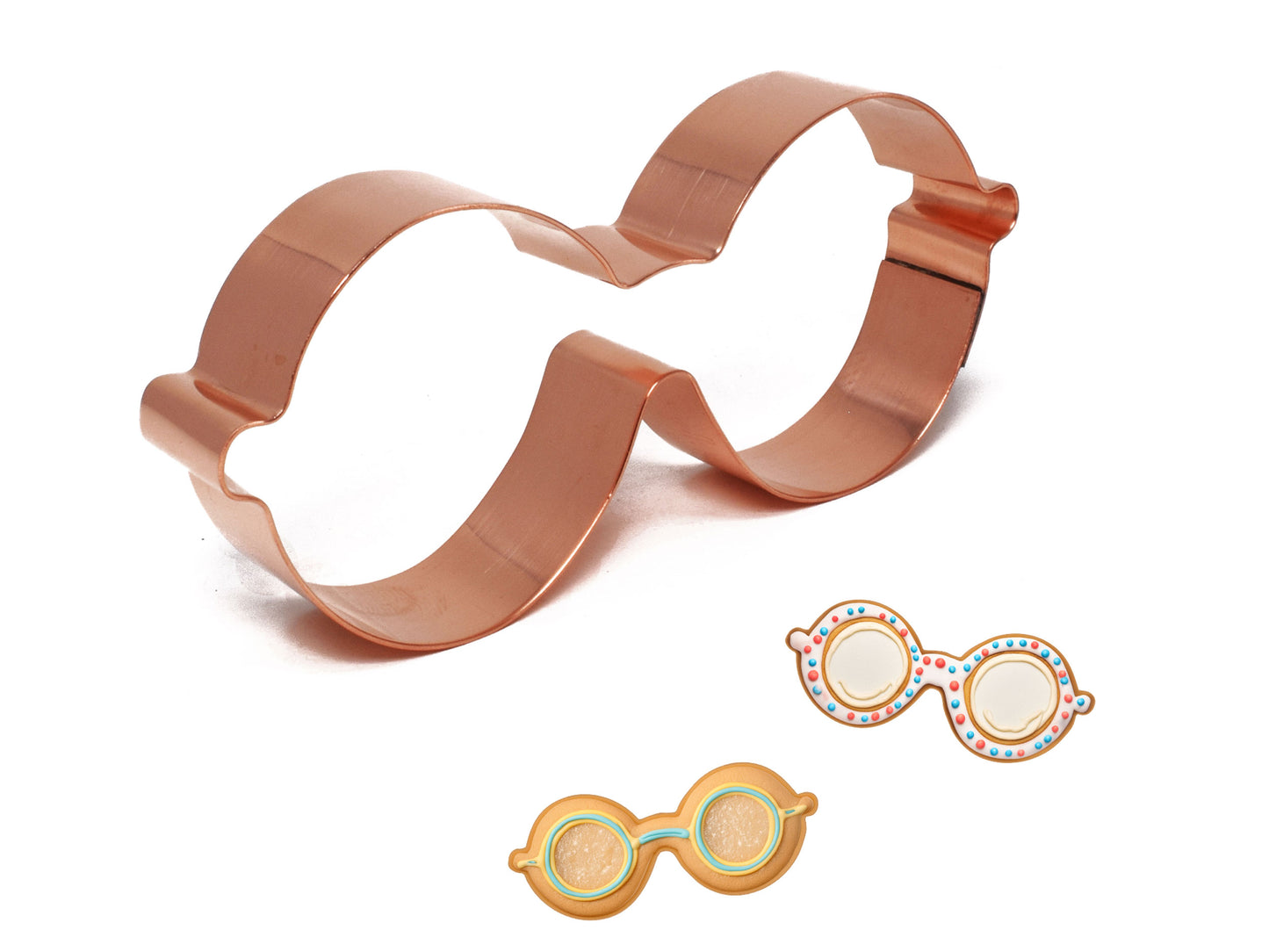 Round Glasses / Sunglasses Copper Cookie Cutter, 4.25x2inches