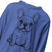 French Bulldog hooded t-shirt, lightweight long-sleeve dog lover hoodie with a sitting Frenchie design.