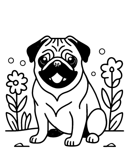 Free Pug Coloring Page – Downloadable PNG - The Fussy Pup - Coloring Page