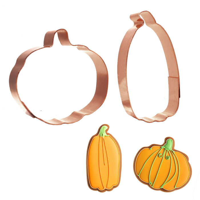 Pair of Little Halloween Jack O Lantern Pumpkin Copper Cookie Cutters, 2.5 - 3.125 inches