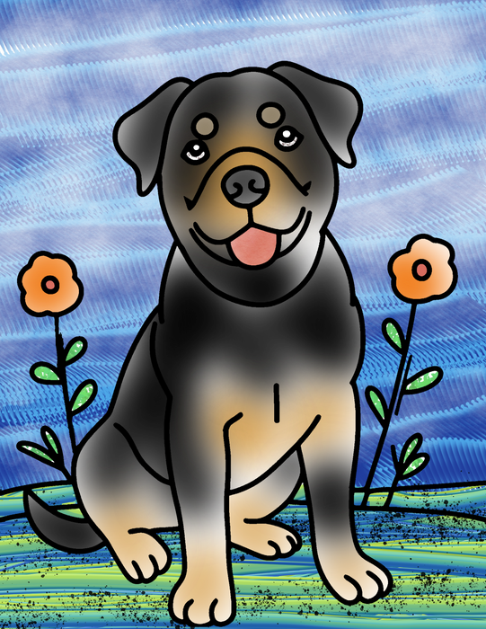 Free Rottweiler Coloring Page – Downloadable PNG