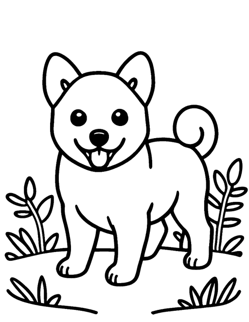 Shiba Inu Coloring Page – Downloadable PNG Free - The Fussy Pup - Coloring Page