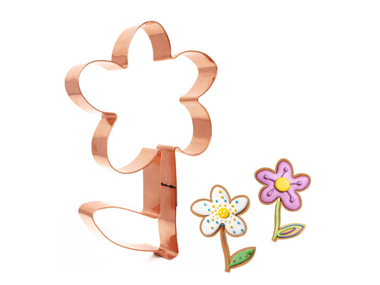 Simple Daisy with Stem Copper Flower Cookie Cutter, 3.25 x 5 inches