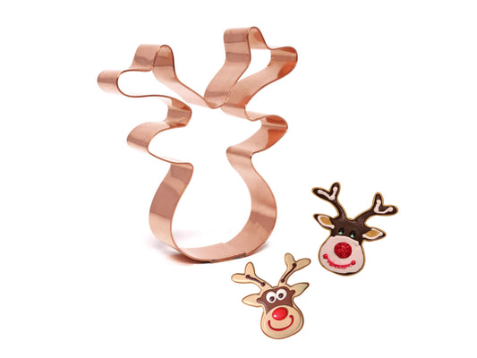 Santa's Reindeer Face Christmas Cookie Cutter, 3x3.25 inches