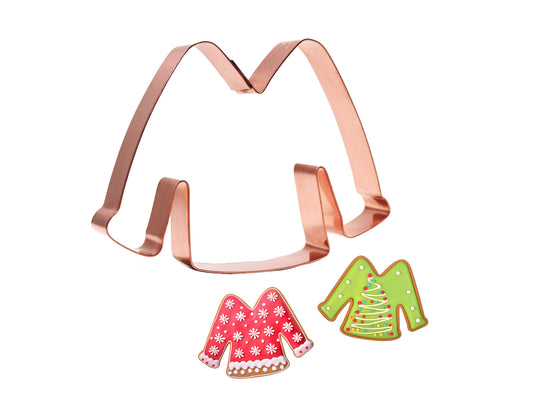 V-Neck Ugly Christmas Sweater Cookie Cutter, 4.25 x 3.25 inches