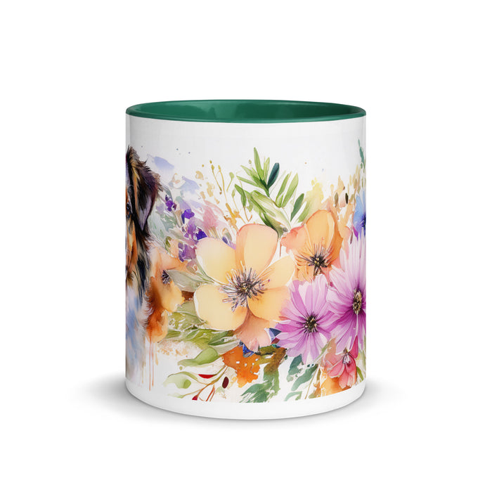 Miniature American Shepherd Floral Coffee Mug – Watercolor Dog Design - The Fussy Pup - 