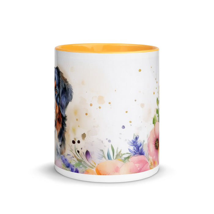 Bernese Mountain Dog Floral Coffee Mug – Watercolor Dog Design - The Fussy Pup - 
