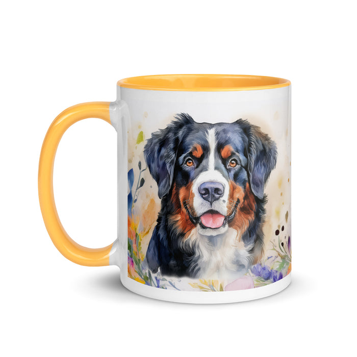 Bernese Mountain Dog Floral Coffee Mug – Watercolor Dog Design - The Fussy Pup - 