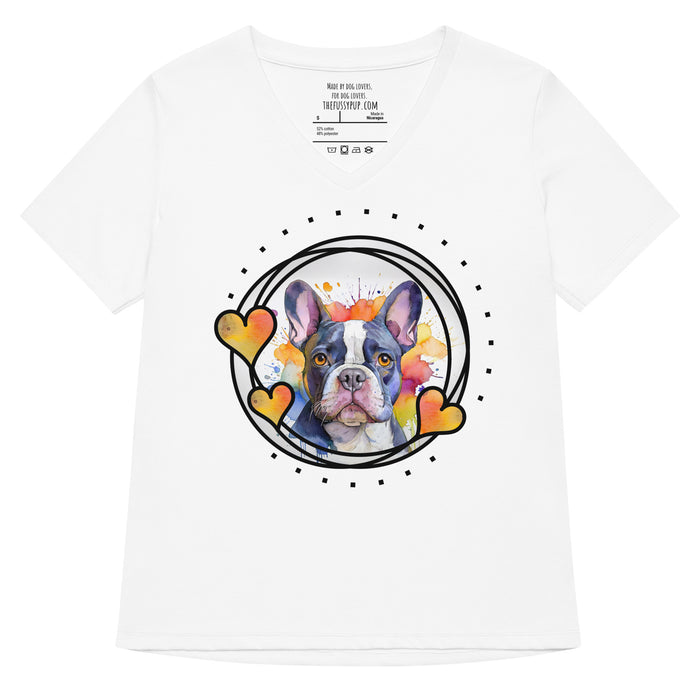 French Bulldog Women’s relaxed v - neck t-shirt - The Fussy Pup - 