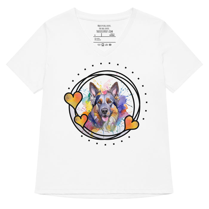 German Shepherd Women’s relaxed v - neck t-shirt - The Fussy Pup - 