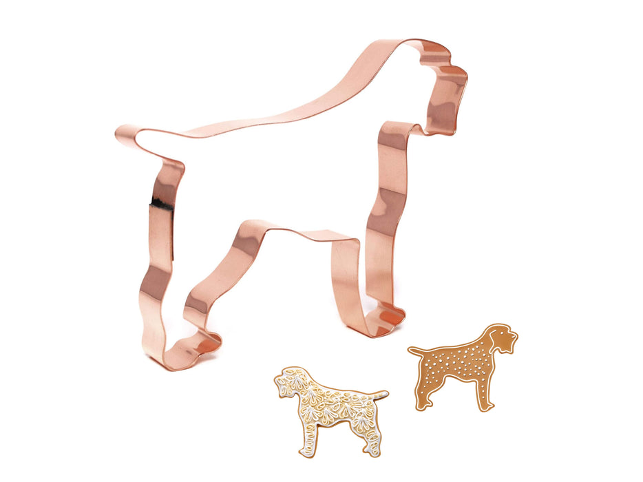 Wirehaired Pointing Griffon copper cookie cutter, handmade in the USA, perfect for baking dog-themed treats and gifts for dog lovers.